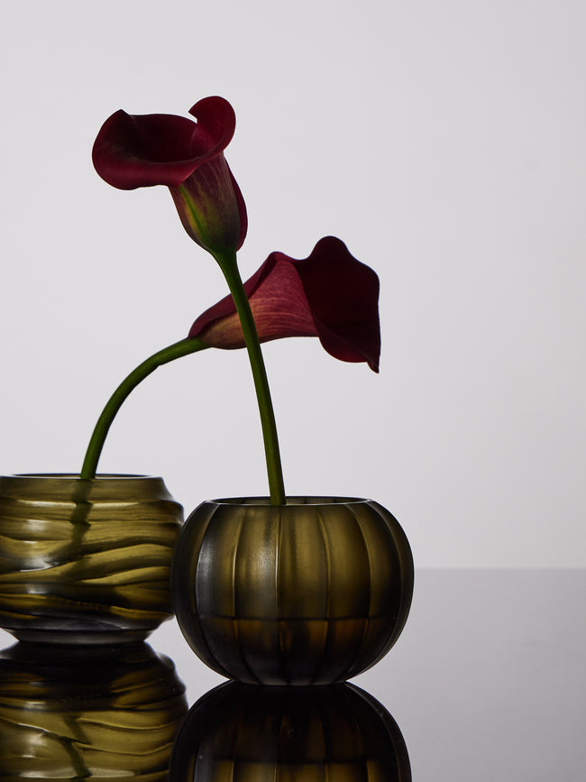 Micheluzzi Glass - Bocia Laguna Coste Hand-Blown Murano Glass Vase (4.5in/11cm) - Green - ABASK