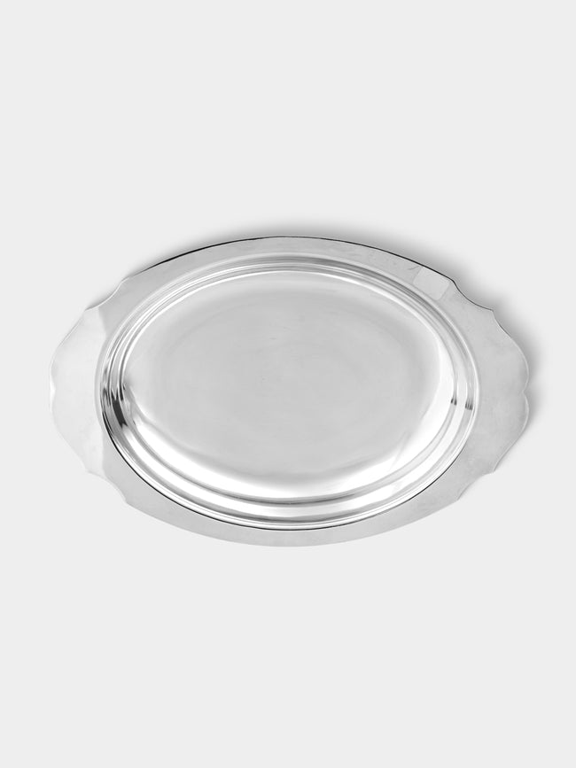 Antique and Vintage - Mid-Century Silver-Plated Oval Platter - Silver - ABASK - 