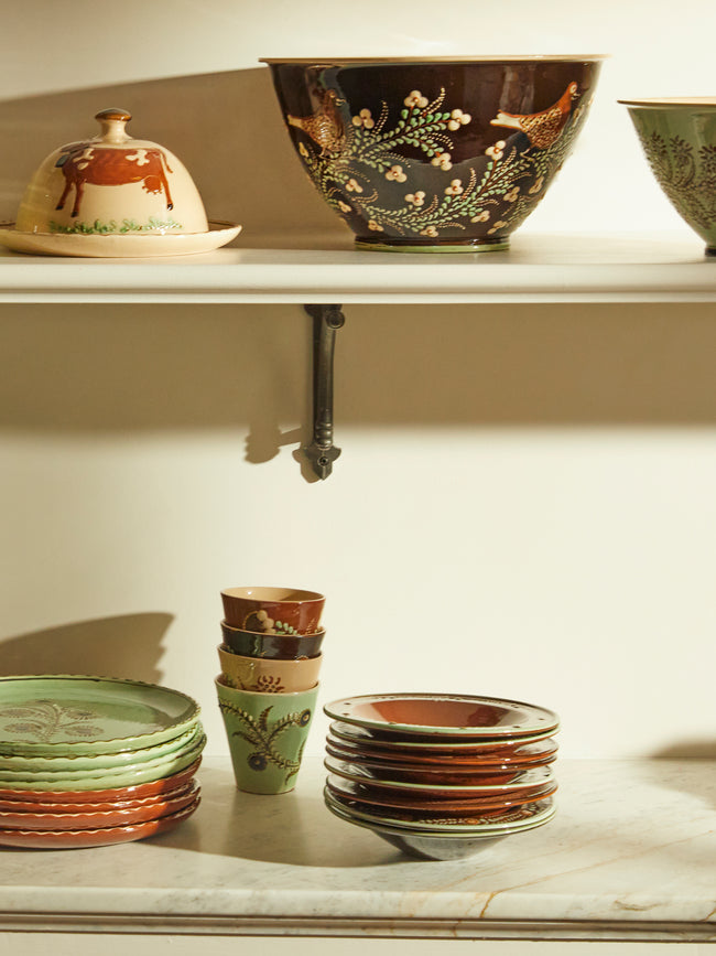 Poterie d’Évires - Birds Hand-Painted Ceramic Large Salad Bowl -  - ABASK