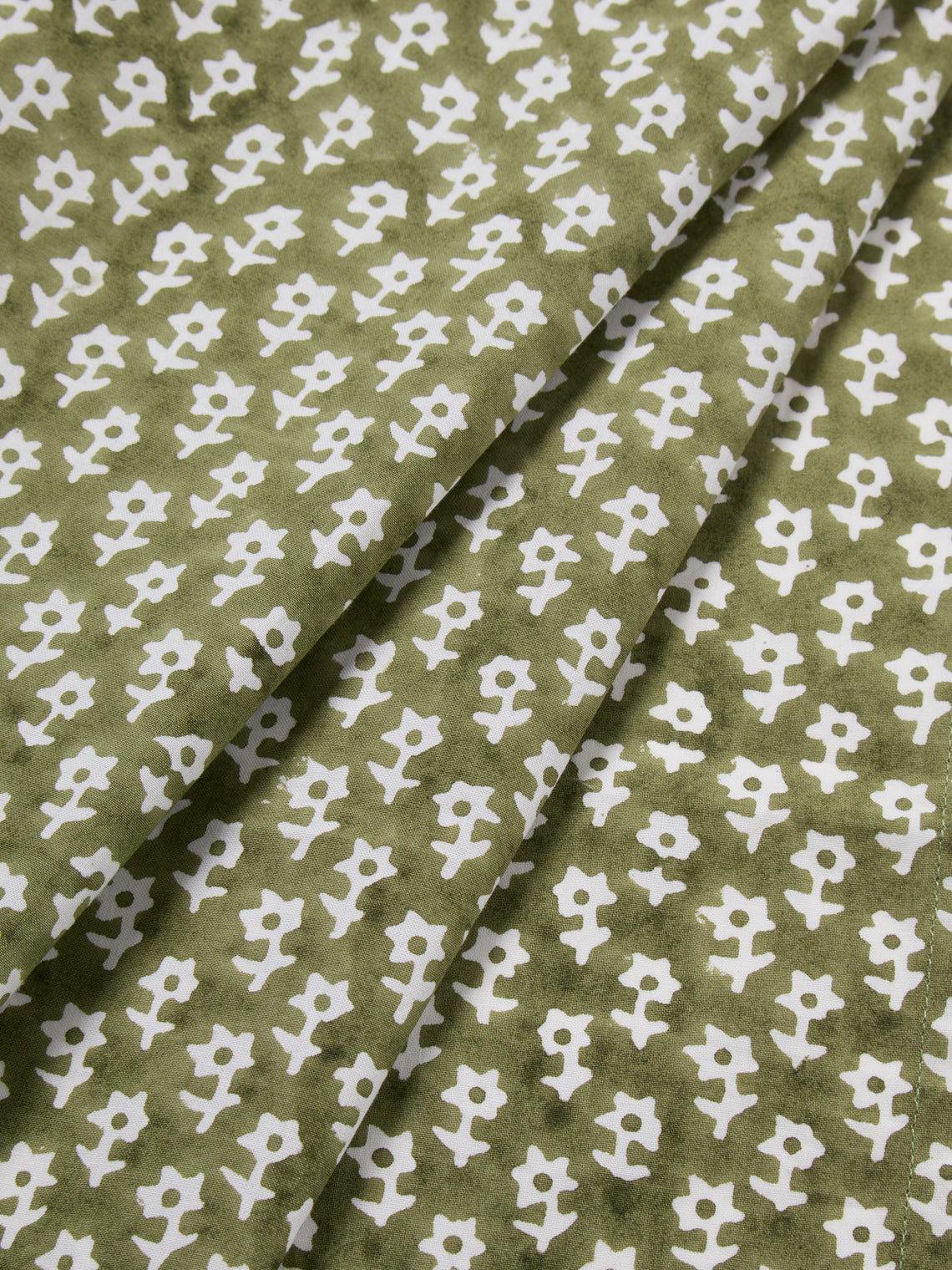 Chamois - Dancing Star Block-Printed Cotton Napkins (Set of 8) - Green - ABASK