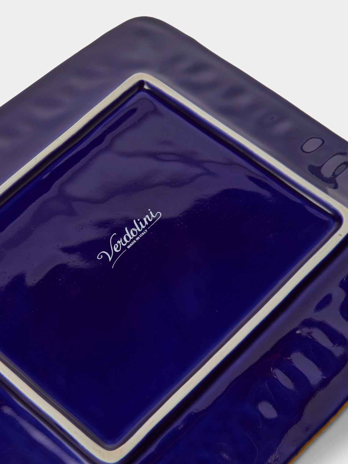 Verdolini - Fish Hand-Painted Majolica Ceramic Box with Stand - Navy - ABASK