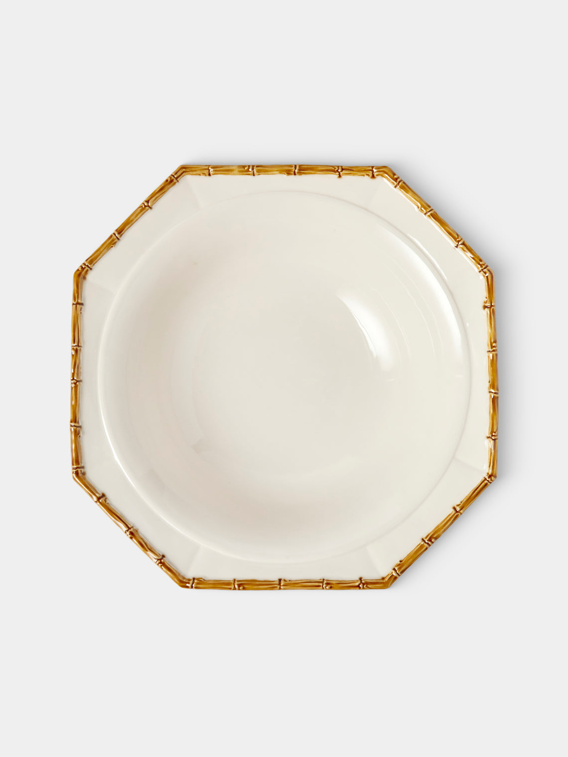 Verdolini - Bamboo Hand-Painted Ceramic Fruit Bowl - White - ABASK