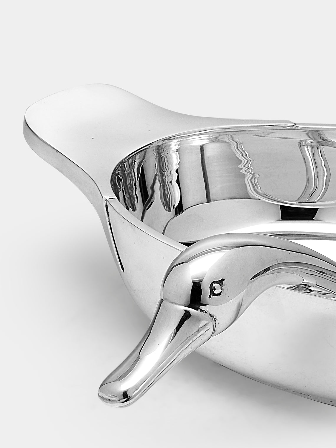 Antique and Vintage - 1940s Cesa Solid Silver Duck Serving Dish and Spoon - Silver - ABASK