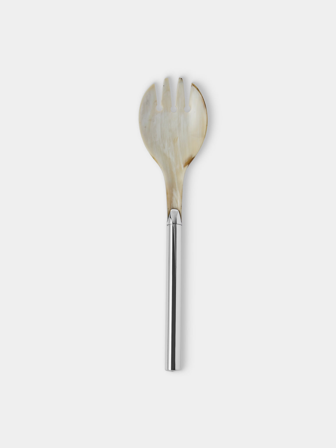 San Lorenzo - 1979 Afra and Tobia Scarpa Sterling Silver and Horn Salad Servers (Set of 2) - Silver - ABASK