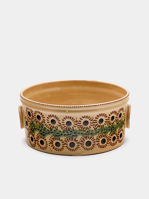 Poterie d’Évires - Flowers Hand-Painted Ceramic Round Pie Dish - Cream - ABASK - 