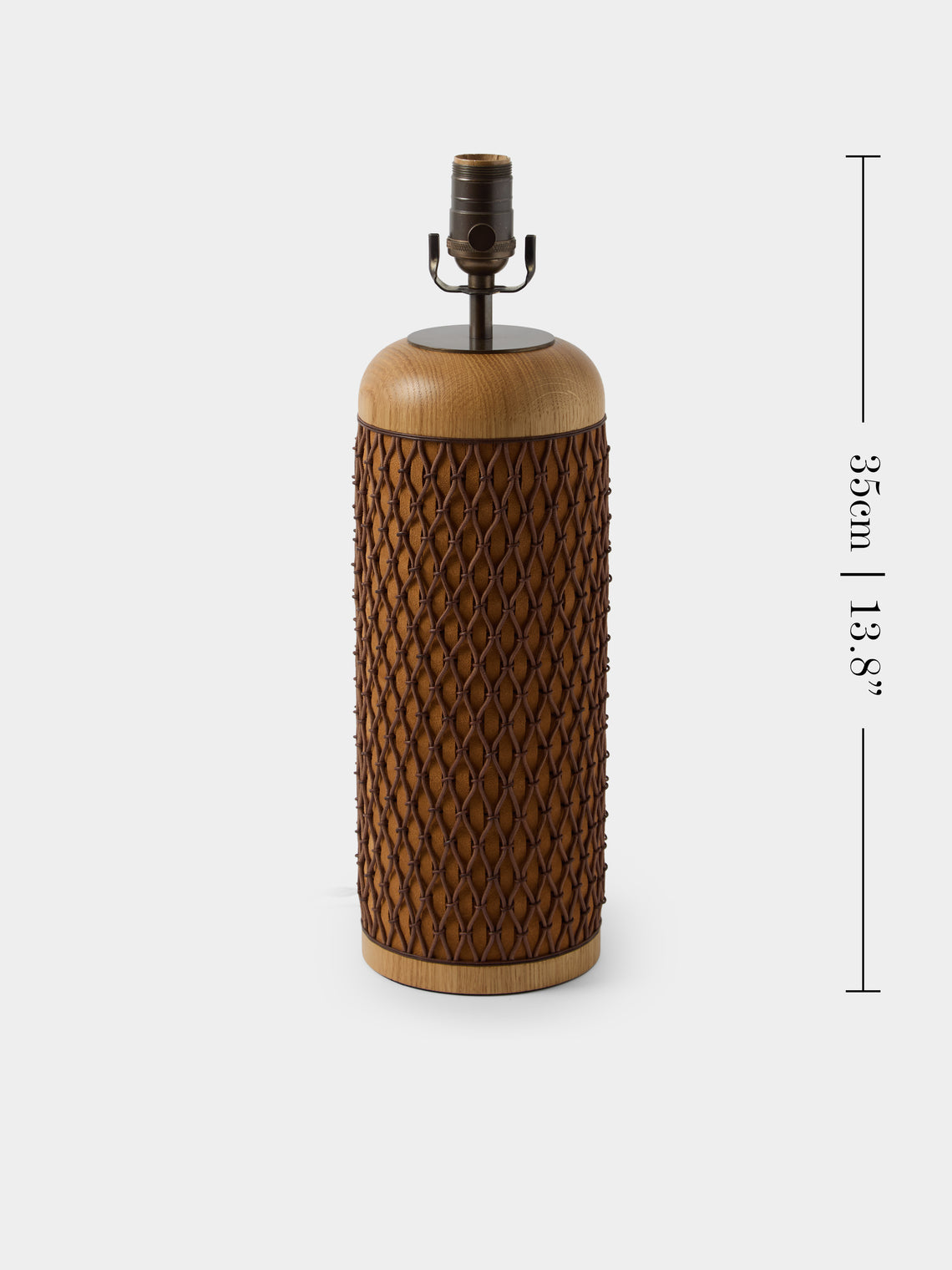 Aimee Betts - Ricasso Barrel Oak and Suede Table Lamp - Brown - ABASK