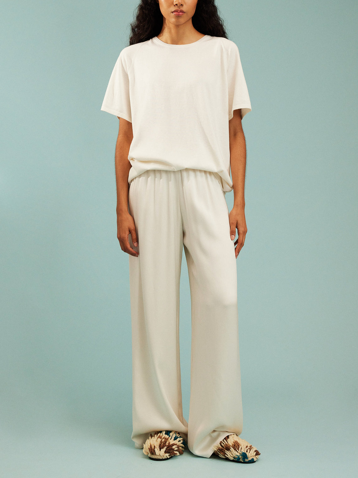 Frenckenberger - Women’s Cashmere and Cotton Raglan T-Shirt - White - ABASK