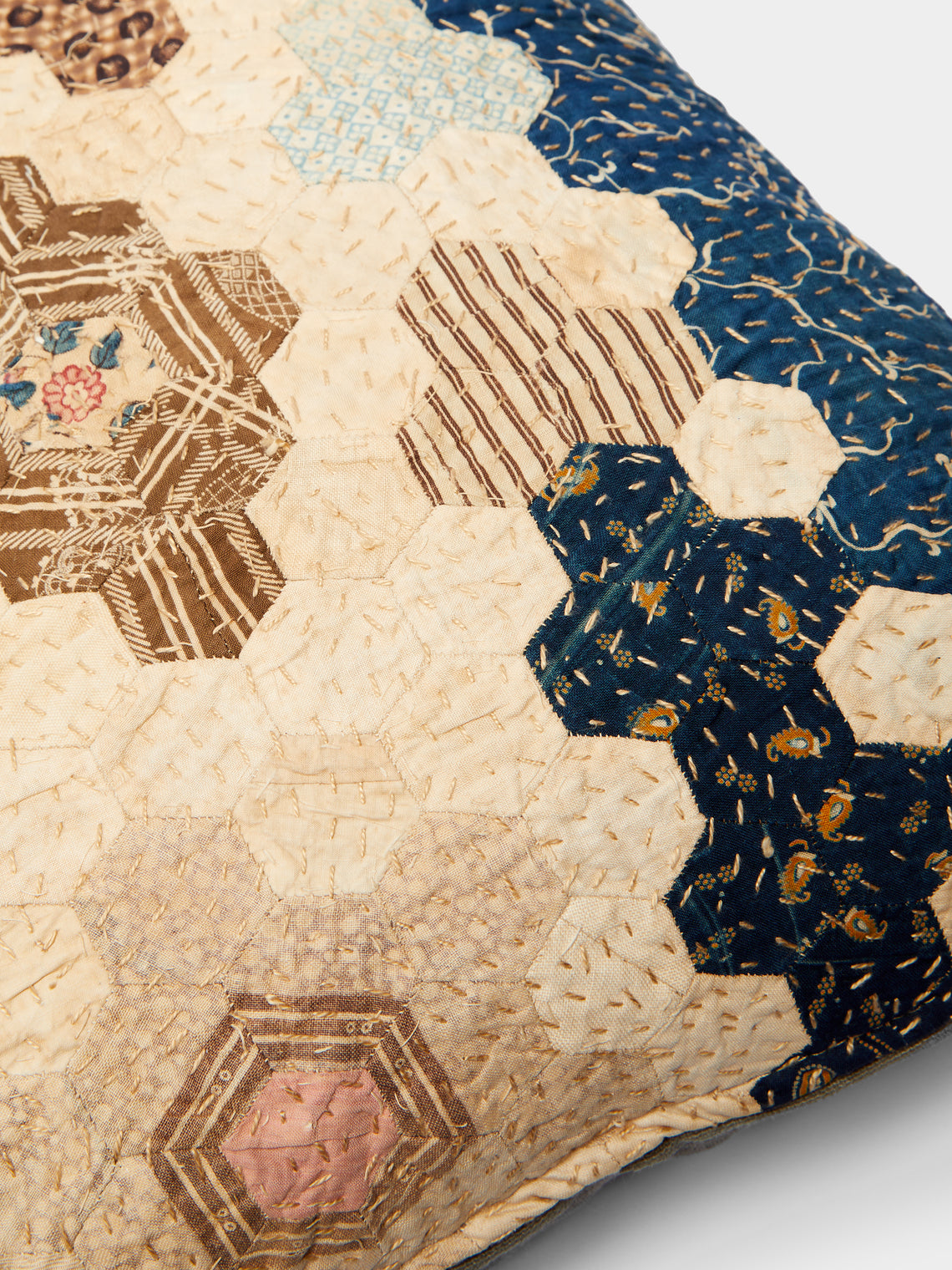 By Walid - 19th-Century Victorian Patchwork Silk Cushion -  - ABASK