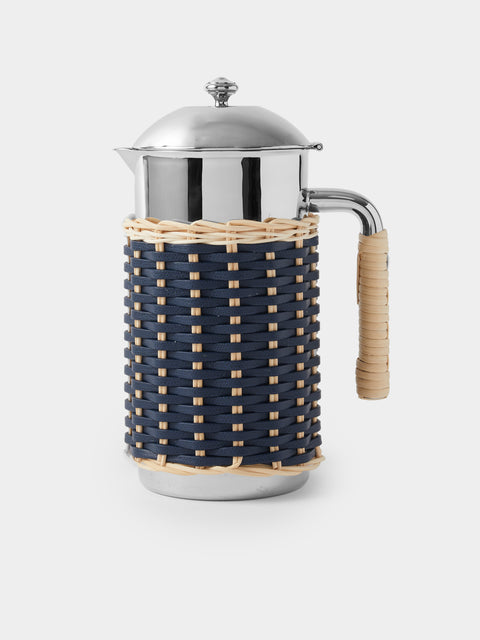 Pigment France - Rennes Leather and Rattan Carafe (42oz/1.2L) - Blue - ABASK - 