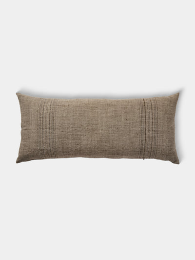 de Le Cuona - Cave Cloth Linen Vertical-Detail Cushion (35.5in/90cm) - Green - ABASK - 