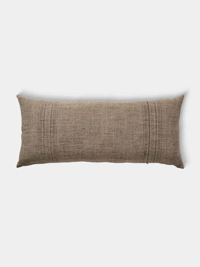 de Le Cuona - Cave Cloth Linen Vertical-Detail Cushion (35.5in/90cm) - Green - ABASK - 
