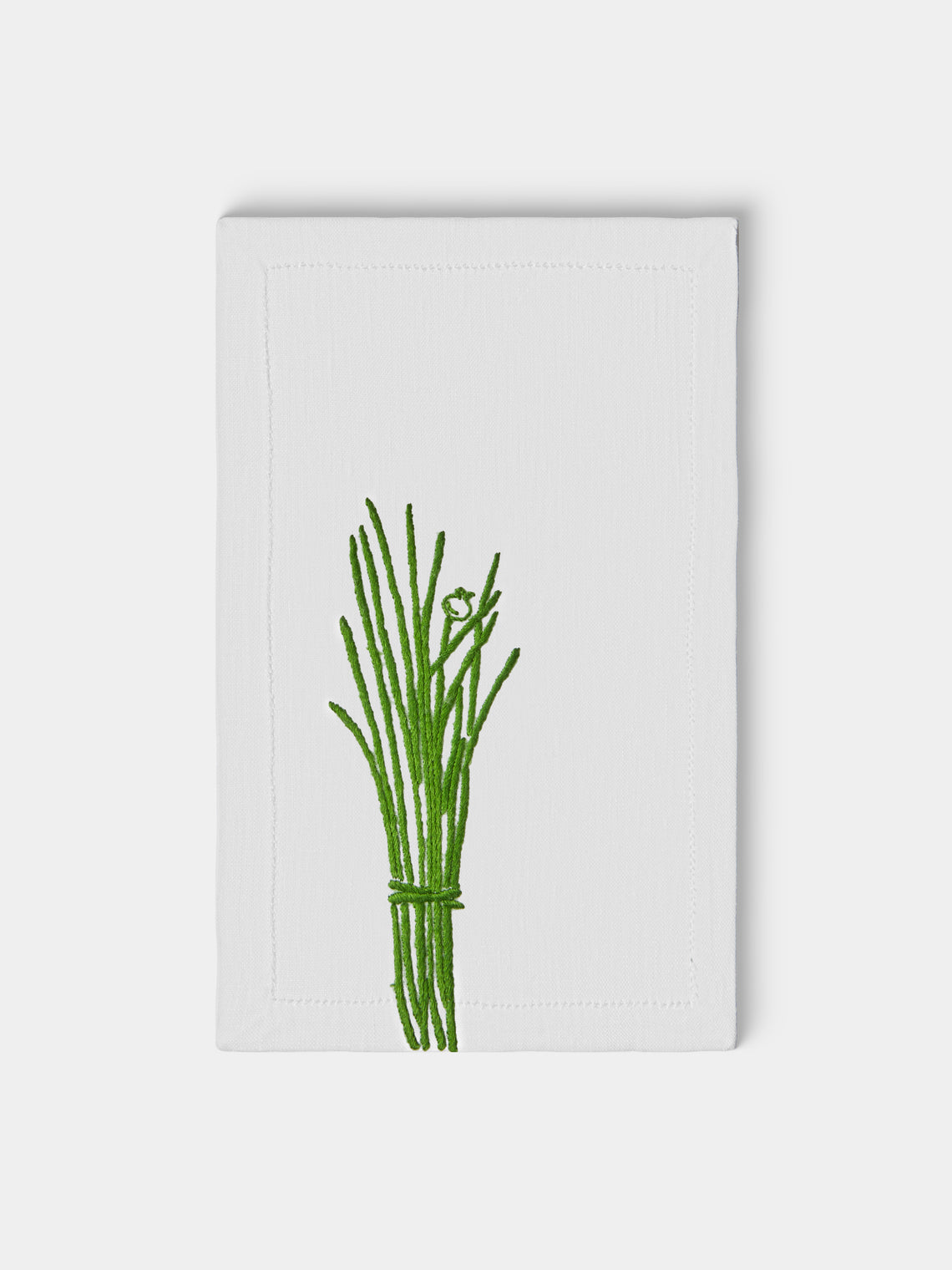 Taf Firenze - | Set of 6 | Fauna Hand-Embroidered Linen Cocktail Napkins - White - ABASK