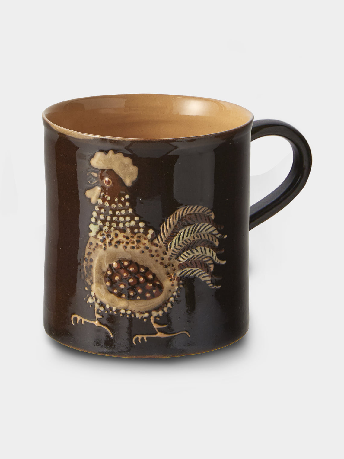 Poterie d’Évires - Animals Hand-Painted Ceramic Mugs (Set of 4) - Dark Brown - ABASK