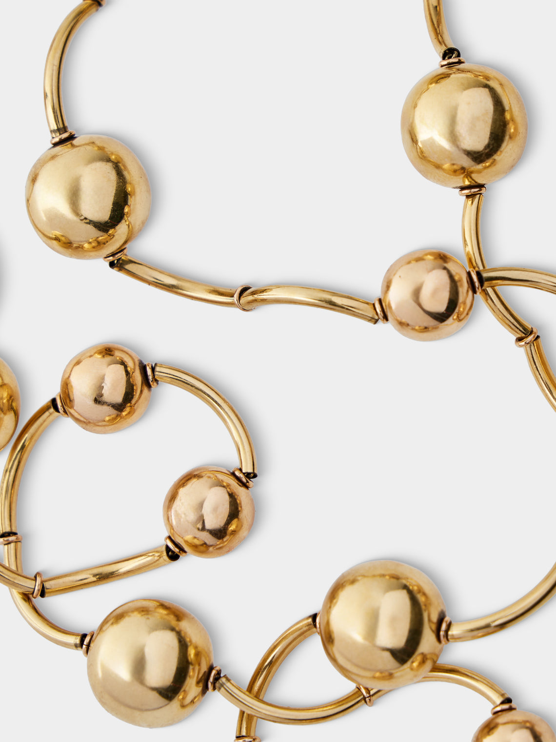 Mahnaz Collection - Vintage Manfredi 18-Karat Yellow Gold Long Ball and Twisted Tube Chain Necklace - Gold - ABASK