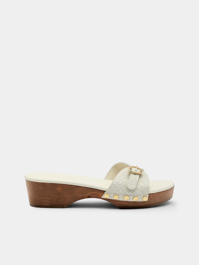 Ancient Greek Sandals - Omonia Leather Clogs | Size: 36 - White - ABASK - 