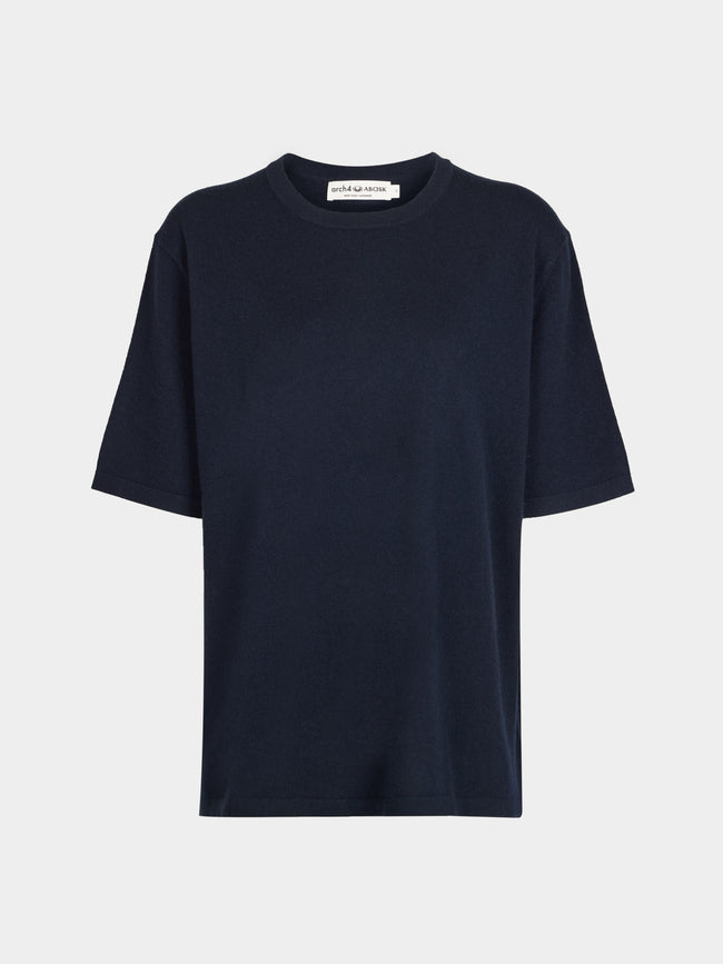 Arch4 - Golden Baby Goat Cashmere Oversized T-Shirt | Size: S - Navy - ABASK - 