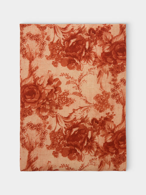 Borgo delle Tovaglie - Filo Rita Ruggine Embroidered Linen Rectangular Tablecloth (138in/3.5m) - Red - ABASK - 