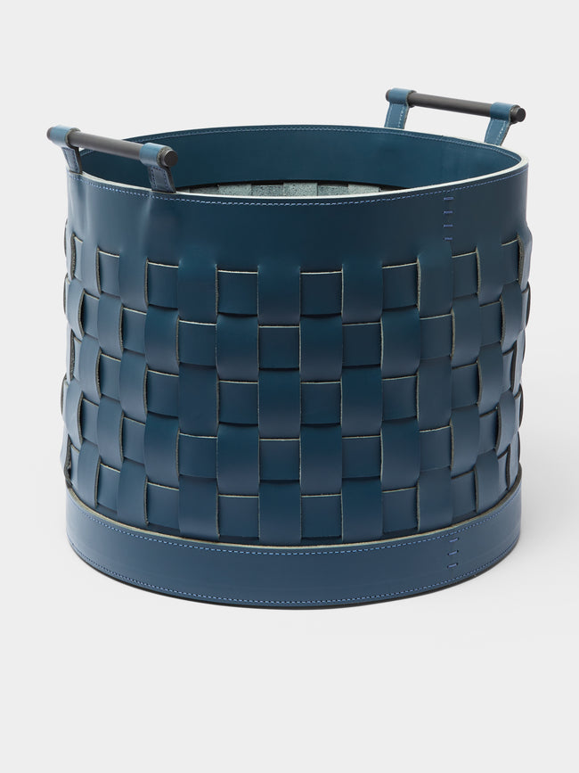 Rabitti 1969 - Ravenna Woven Leather Round Basket - Blue - ABASK