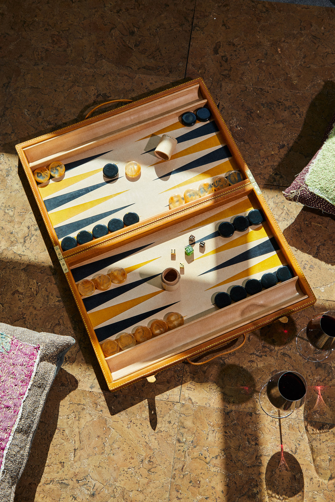 Yellow Wood And Leather Backgammon Set By Nick Plant ABASK UK Yellow wood and leather backgammon set by nick plant abask uk