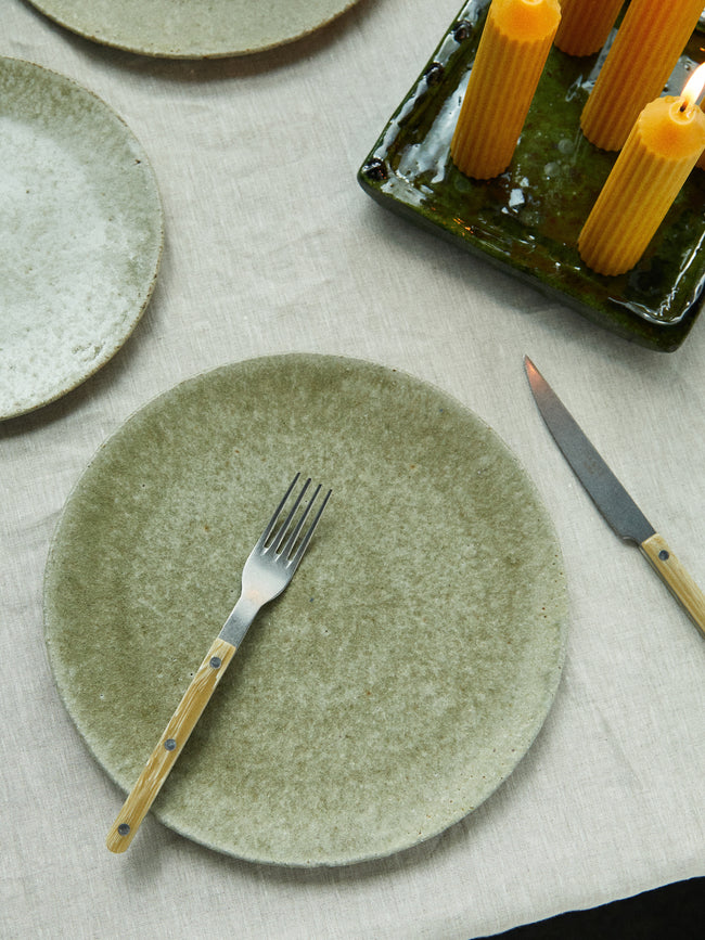Ingot Objects - Ash-Glazed Ceramic Rimless Dinner Plate - Beige - ABASK