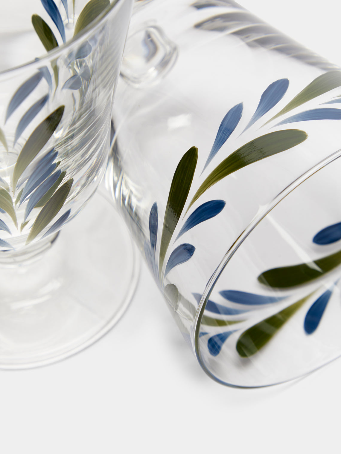 Los Vasos de Agua Clara - Hand-painted Jalisco Stemmed Glass (Set of 6) - Green - ABASK