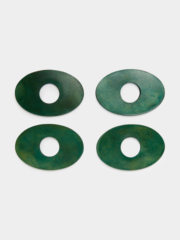 Hand-Stained Leather Napkin Rings (Set of 4)
