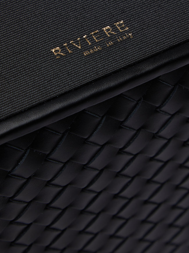 Riviere - Woven Leather Bin - Black - ABASK