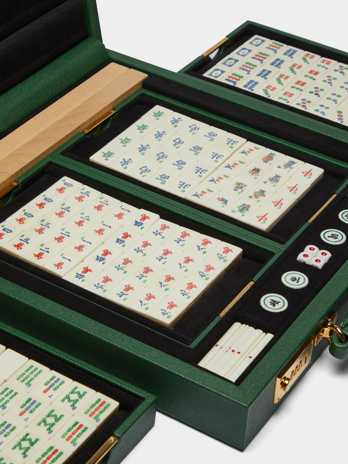 Geoffrey Parker - Leather Mahjong Set - Green - ABASK