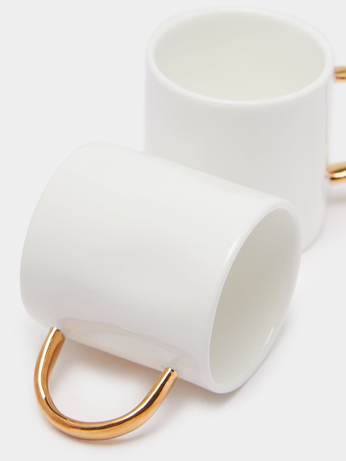 Feldspar - Hand-Painted 24ct Gold and Bone China Espresso Mugs (Set of 4) - White - ABASK