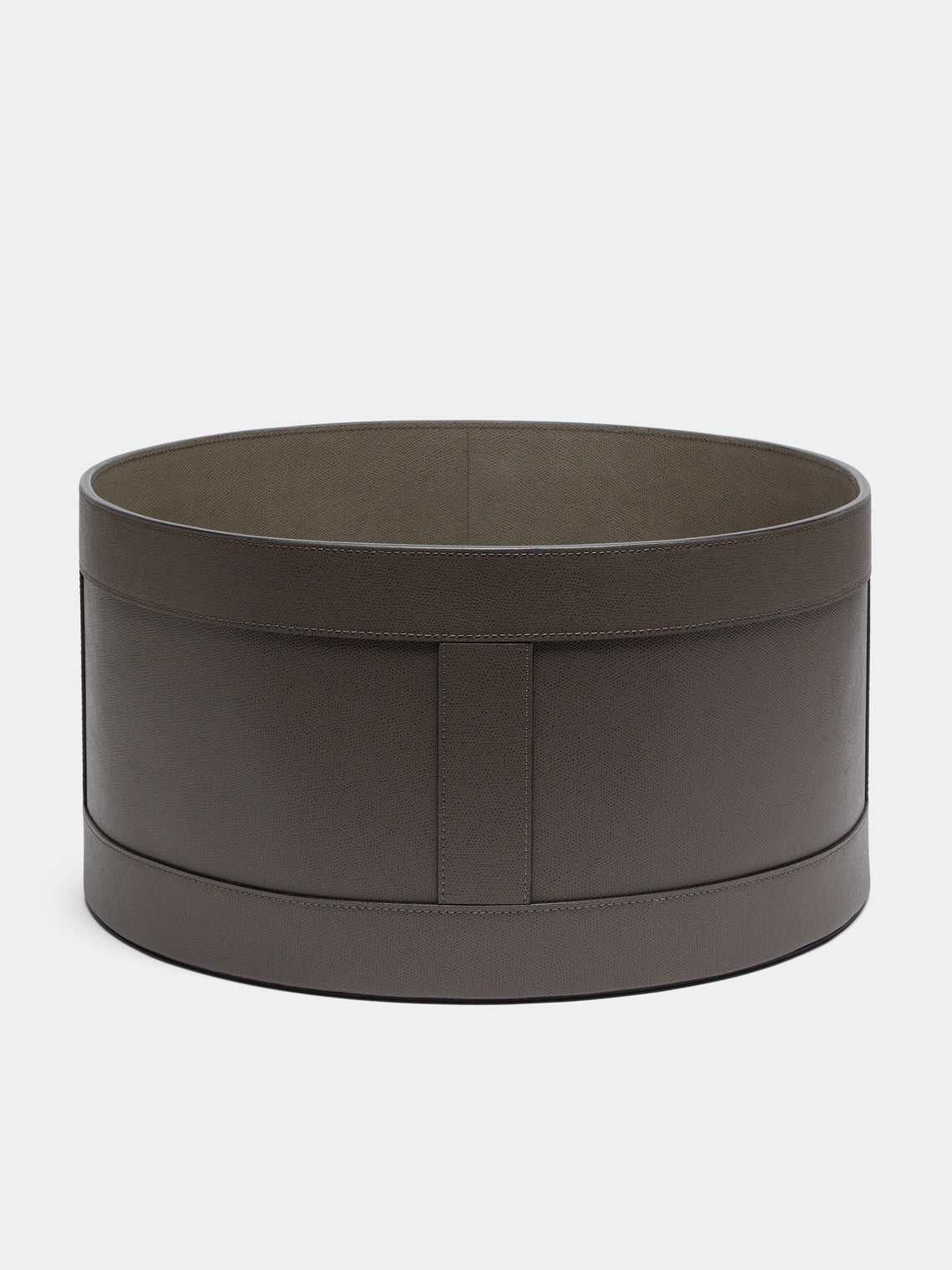 Giobagnara - Circular Leather Storage Basket - Taupe - ABASK - 
