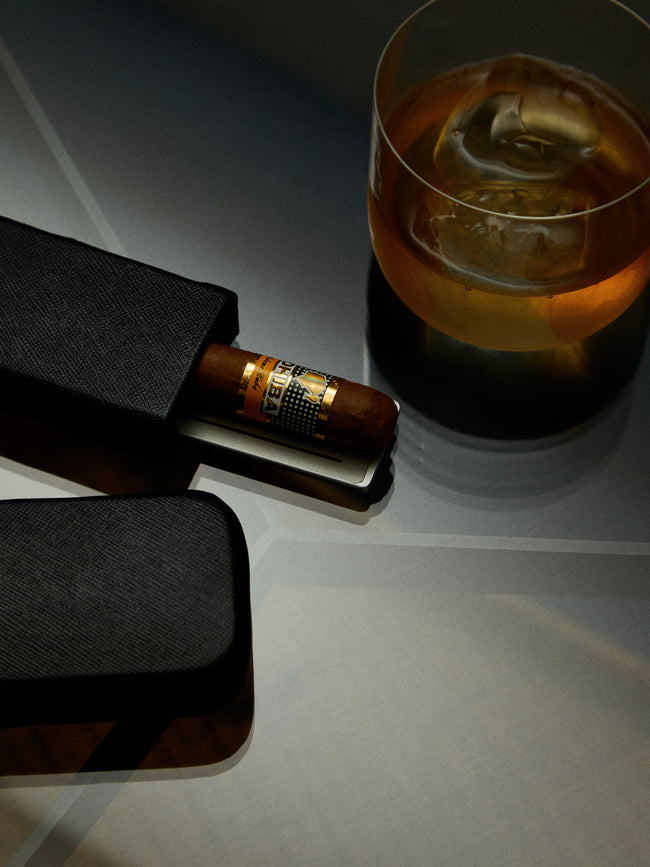 Lorenzi Milano - Saffiano Double Corona Cigar Case - Black - ABASK