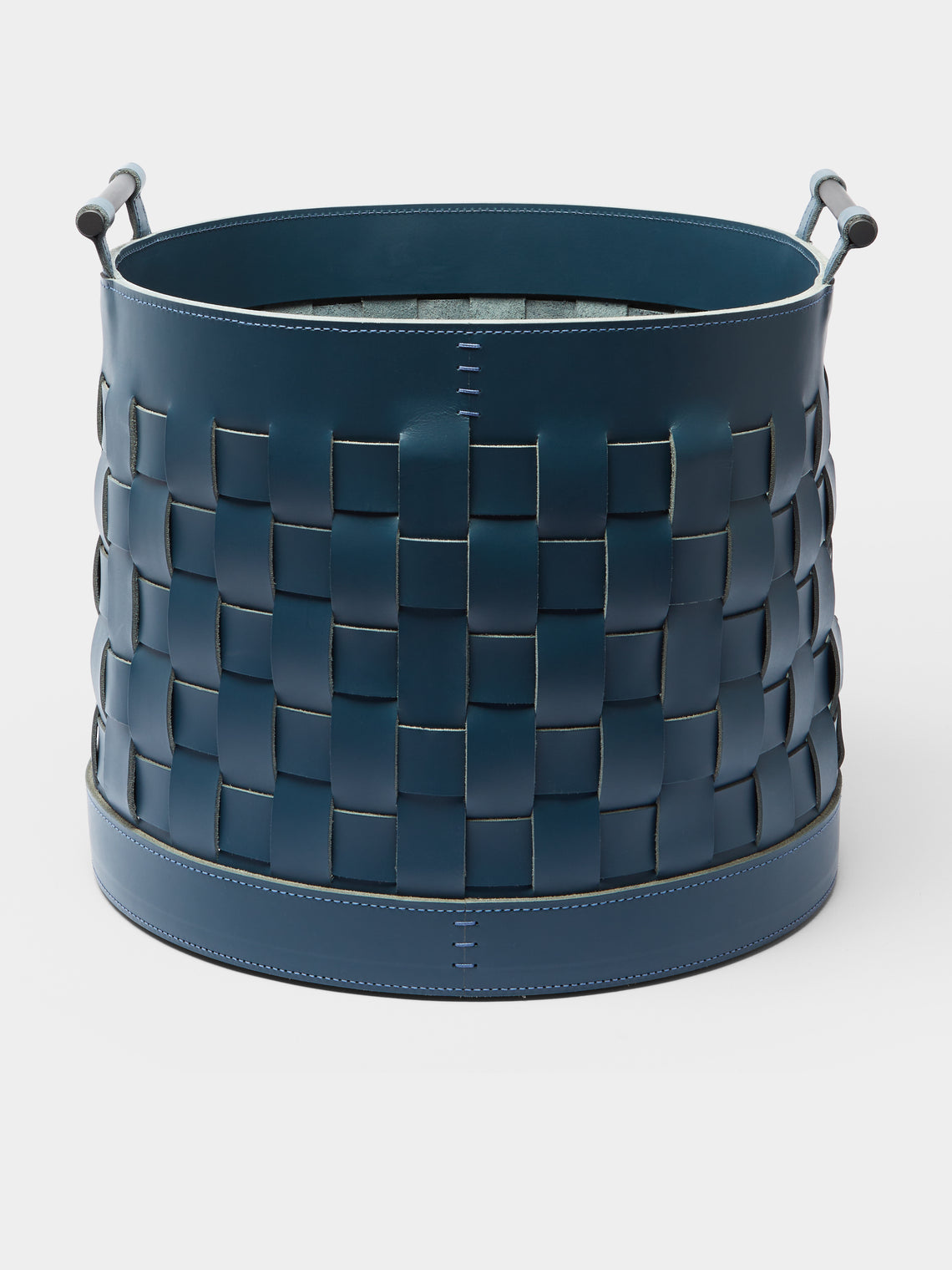 Rabitti 1969 - Ravenna Woven Leather Round Basket - Blue - ABASK - 