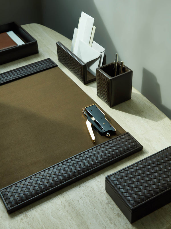 Woven Leather Desk Set