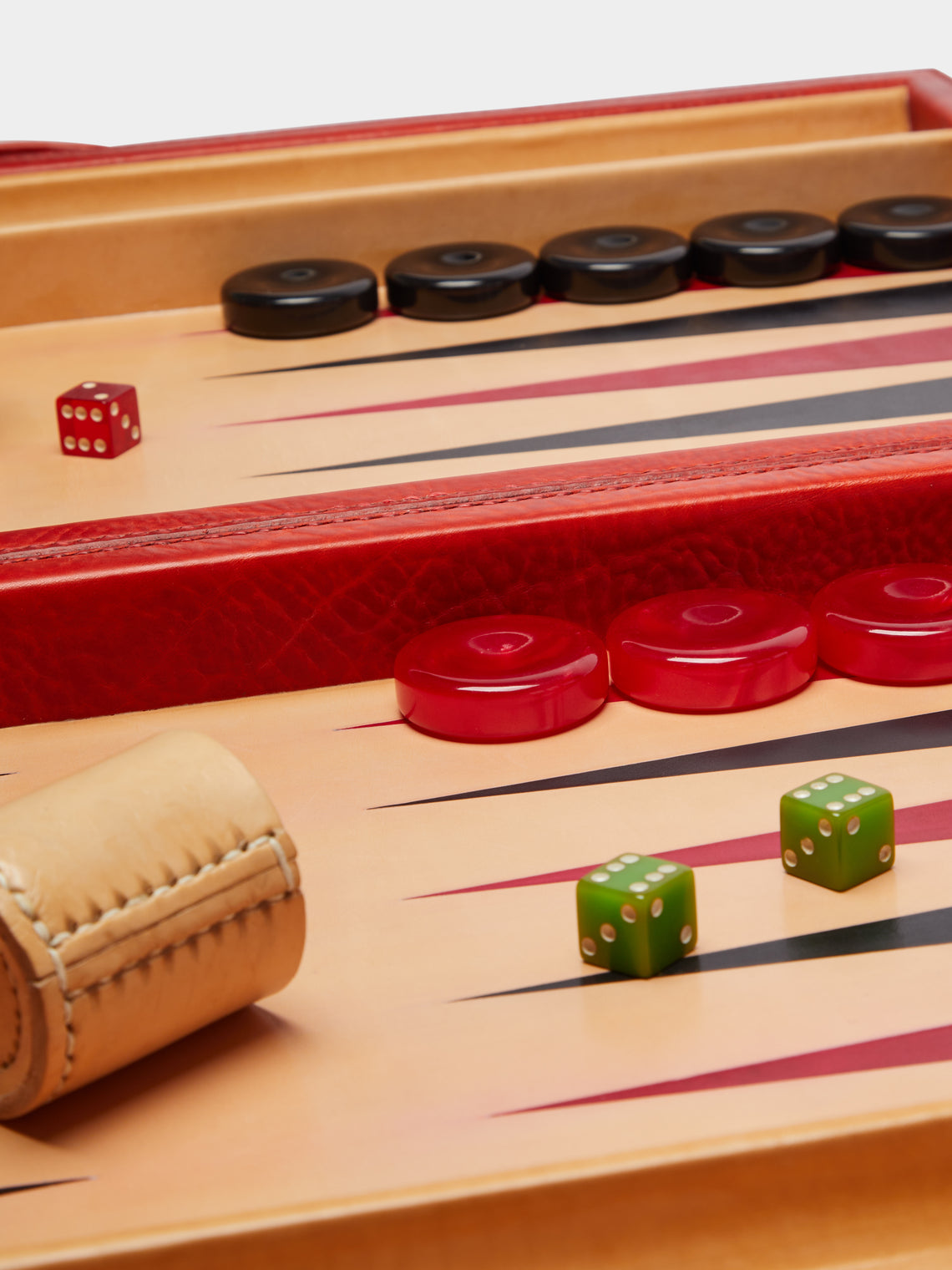 Nick Plant - Wood and Leather Backgammon Set - Red - ABASK