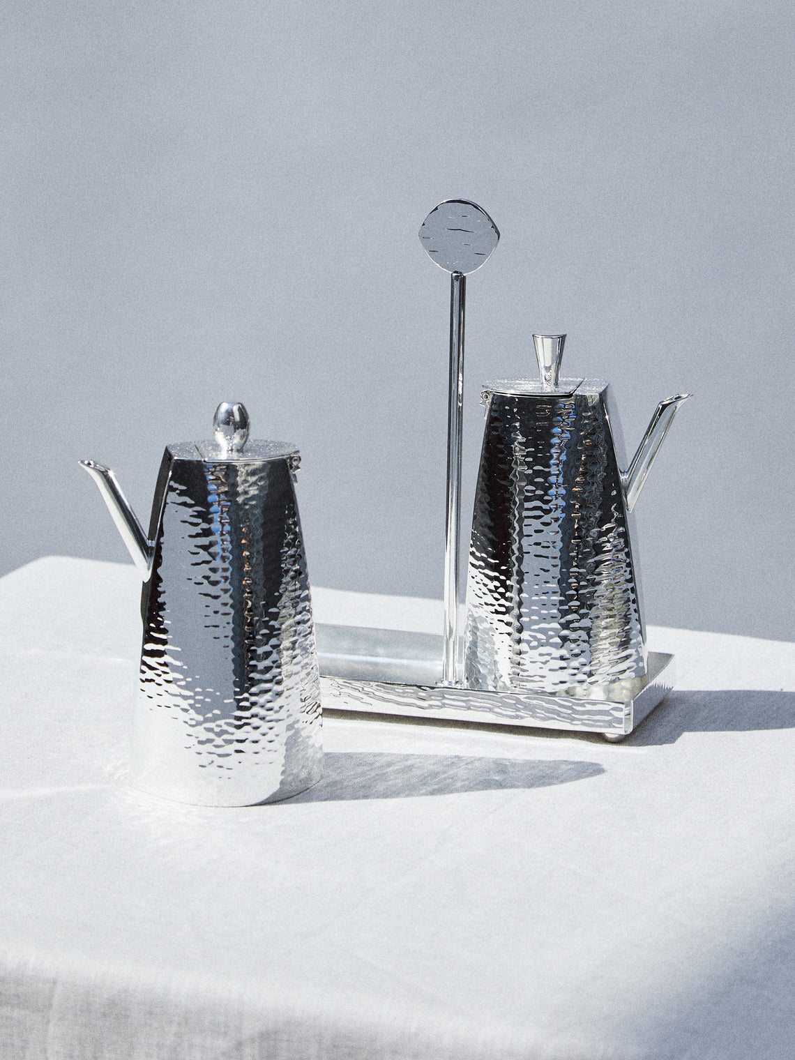 Zanetto - Eyes Silver-Plated Oil and Vinegar Set - Silver - ABASK