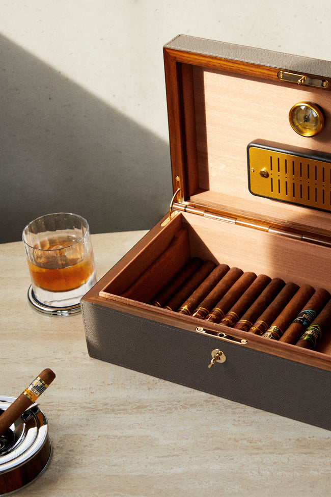 Giobagnara - Santiago Leather Large Humidor Case (80 Cigars) - Brown - ABASK
