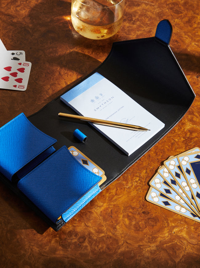 Smythson - Panama Leather Playing Cards Set - Blue - ABASK