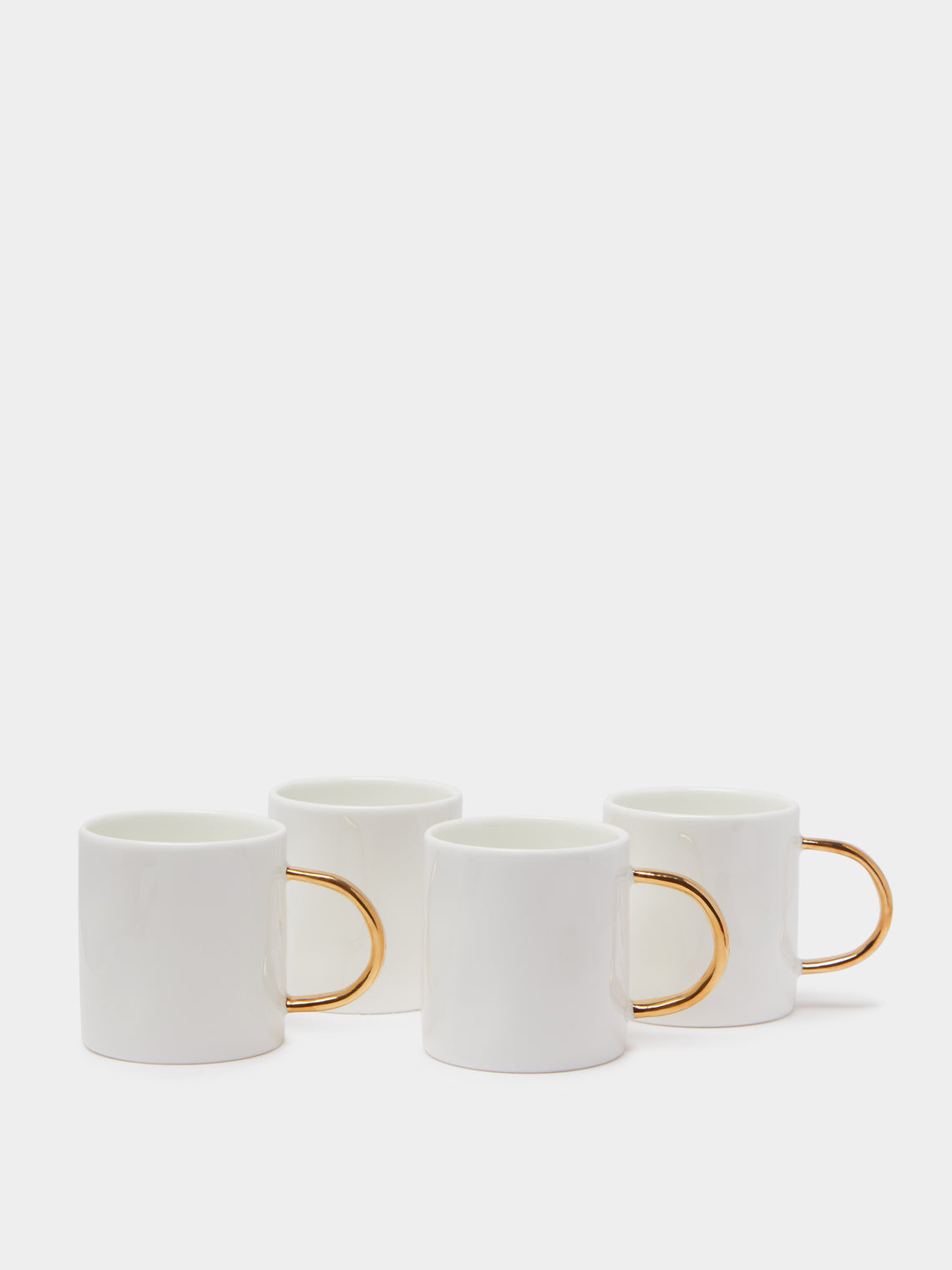 Feldspar - Hand-Painted 24ct Gold and Bone China Espresso Mugs (Set of 4) - White - ABASK