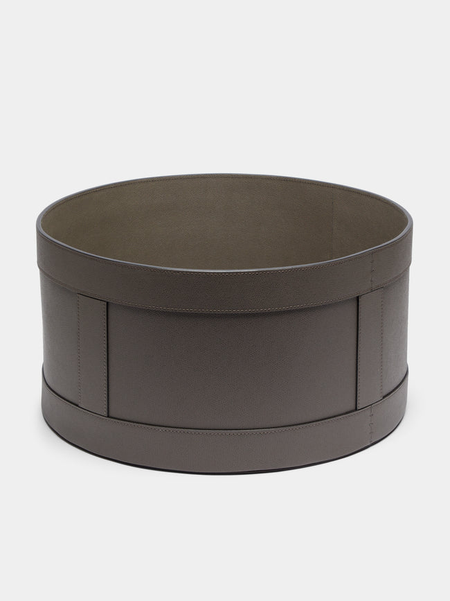 Giobagnara - Leather Circular Storage Basket - Taupe - ABASK