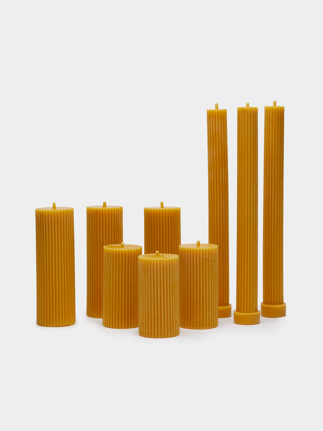 Bzzwax - Cylinder Beeswax Candle Set - Yellow - ABASK - 