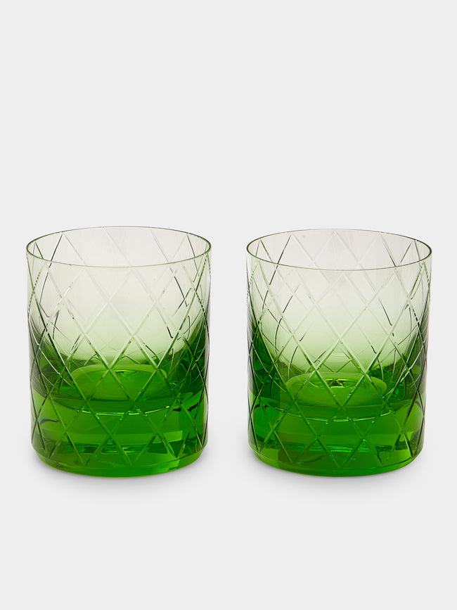Moser - Bon Bon Hand-Blown Crystal Whiskey Glasses (Set of 2) - Green - ABASK