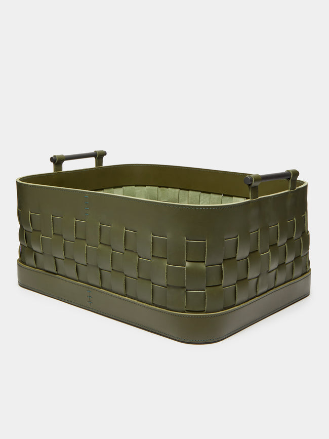 Rabitti 1969 - Ravenna Woven Leather Rectangular Basket - Green - ABASK - 