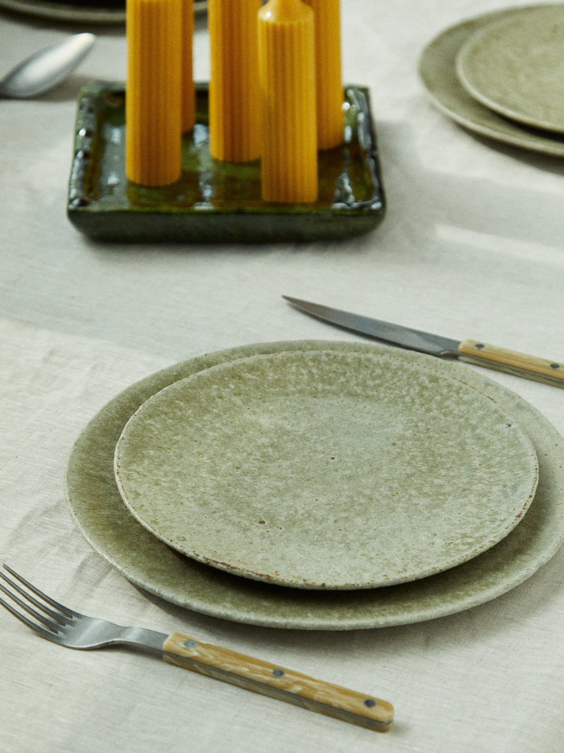Ingot Objects - Ash-Glazed Ceramic Rimless Side Plate - Beige - ABASK