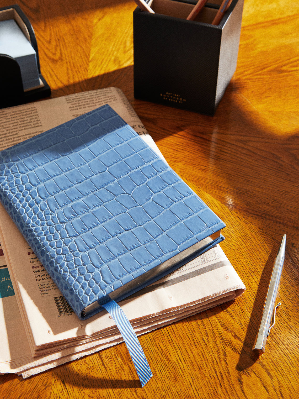 Smythson - Soho Leather Notebook - Light Blue - ABASK