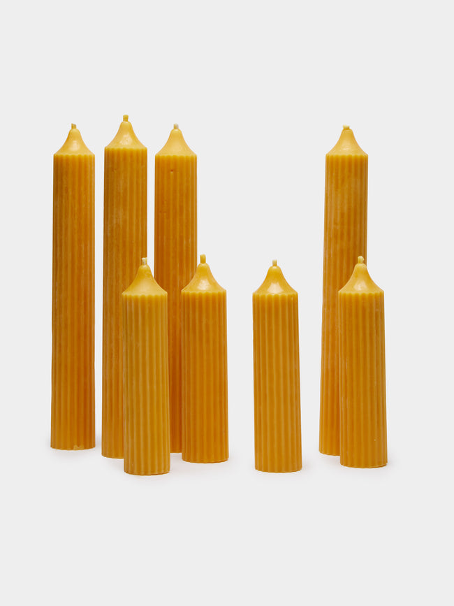 Bzzwax - Ribbed Beeswax Candle Set - Yellow - ABASK - 