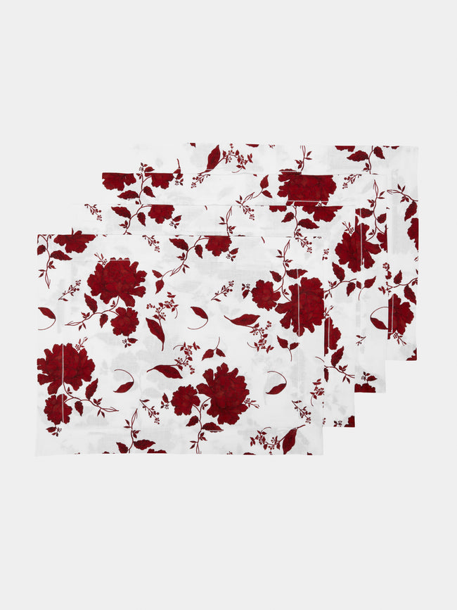 Emilia Wickstead - Floral Linen Placemat (Set of 4) - Red - ABASK