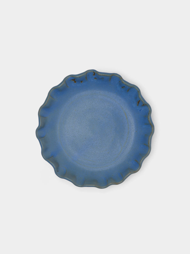 Perla Valtierra - Lipped Dessert Plate (Set of 4) - Blue - ABASK - 