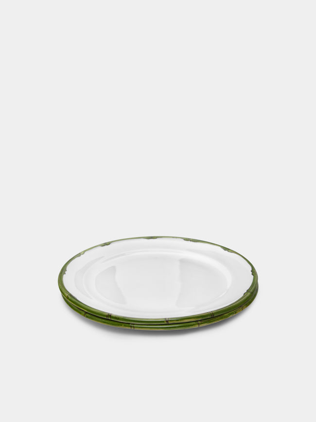 Z.d.G - Ramatuelle Bamboo Hand-Painted Ceramic Side Plates (Set of 2) - Green - ABASK