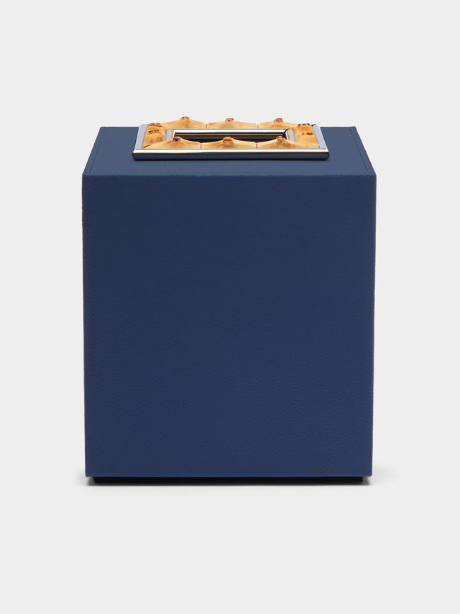 Lorenzi Milano - Leather and Bamboo Tissue Box - Blue - ABASK - 