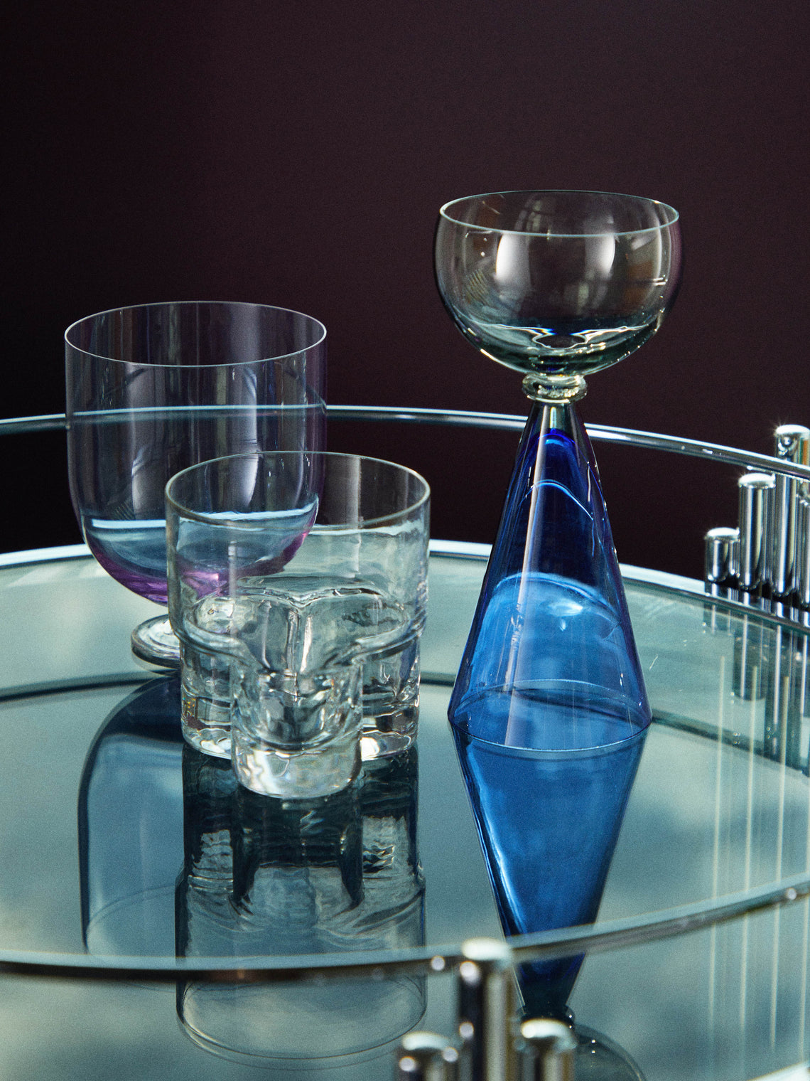 NasonMoretti - Archive Revival Flutflut Hand-Blown Murano Glass Champagne Coupe - Blue - ABASK